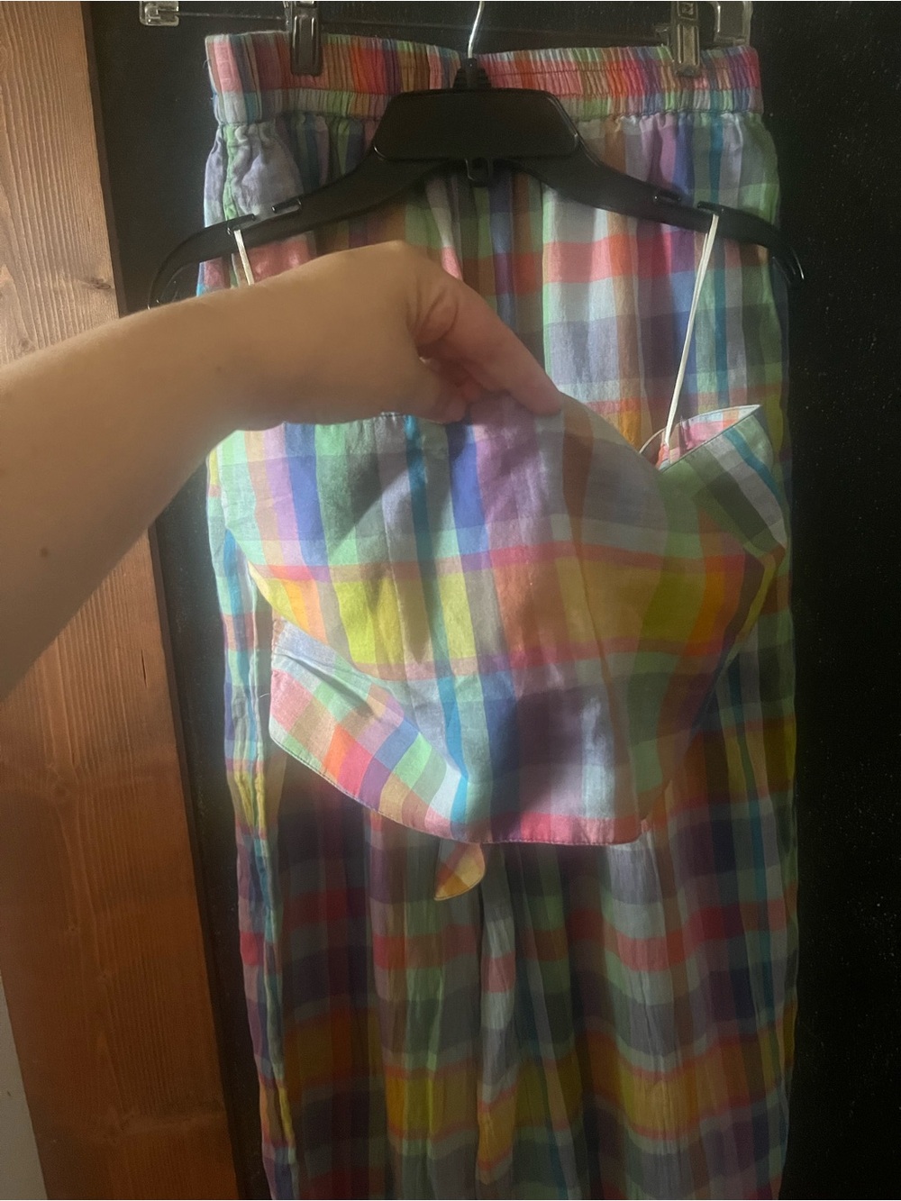 Free People Ticket To Paradise Plaid Pant Set Size M euc - Picture 9 of 10